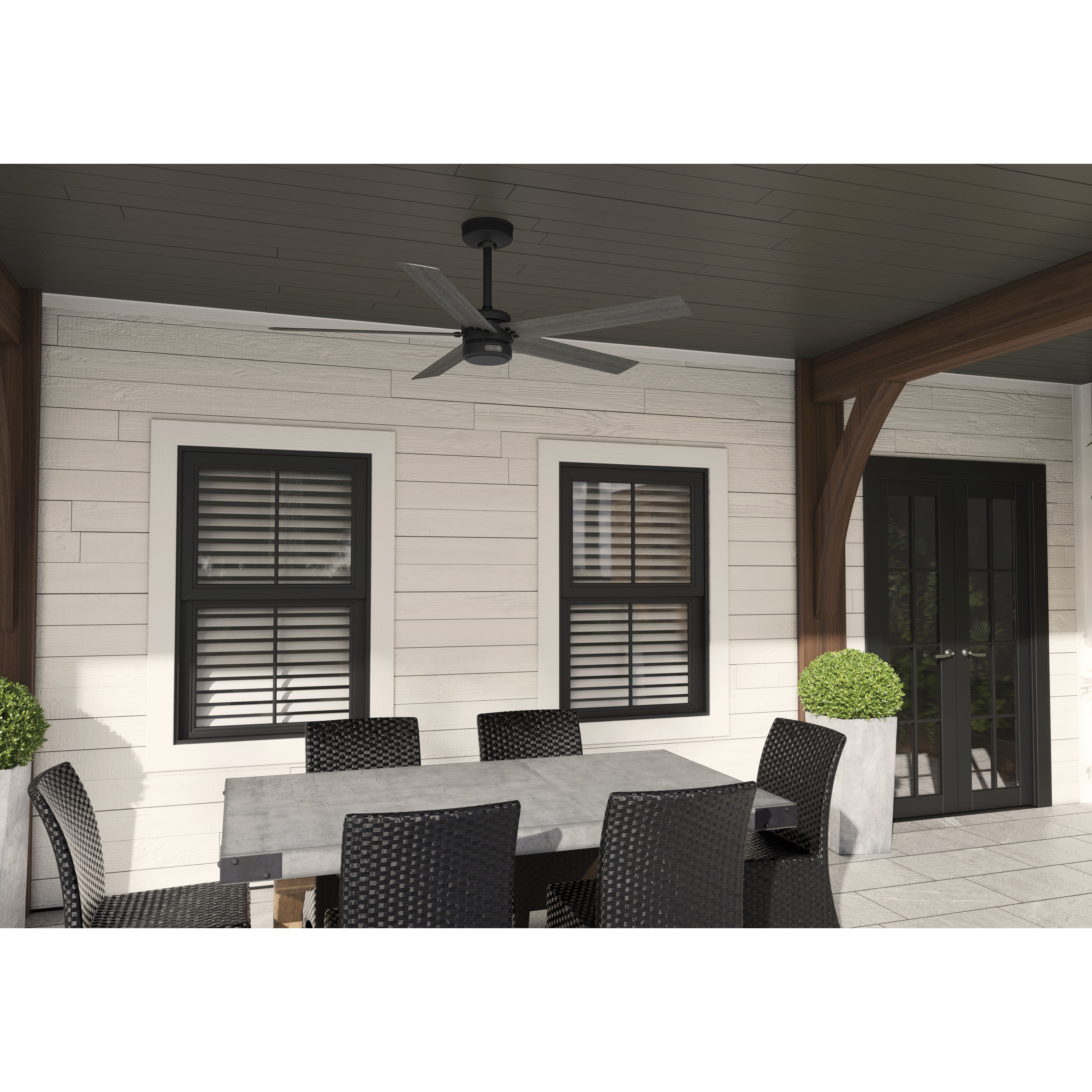 Burton 52 inch Matte Black with Dark Gray Oak Blades Outdoor Ceiling Fan