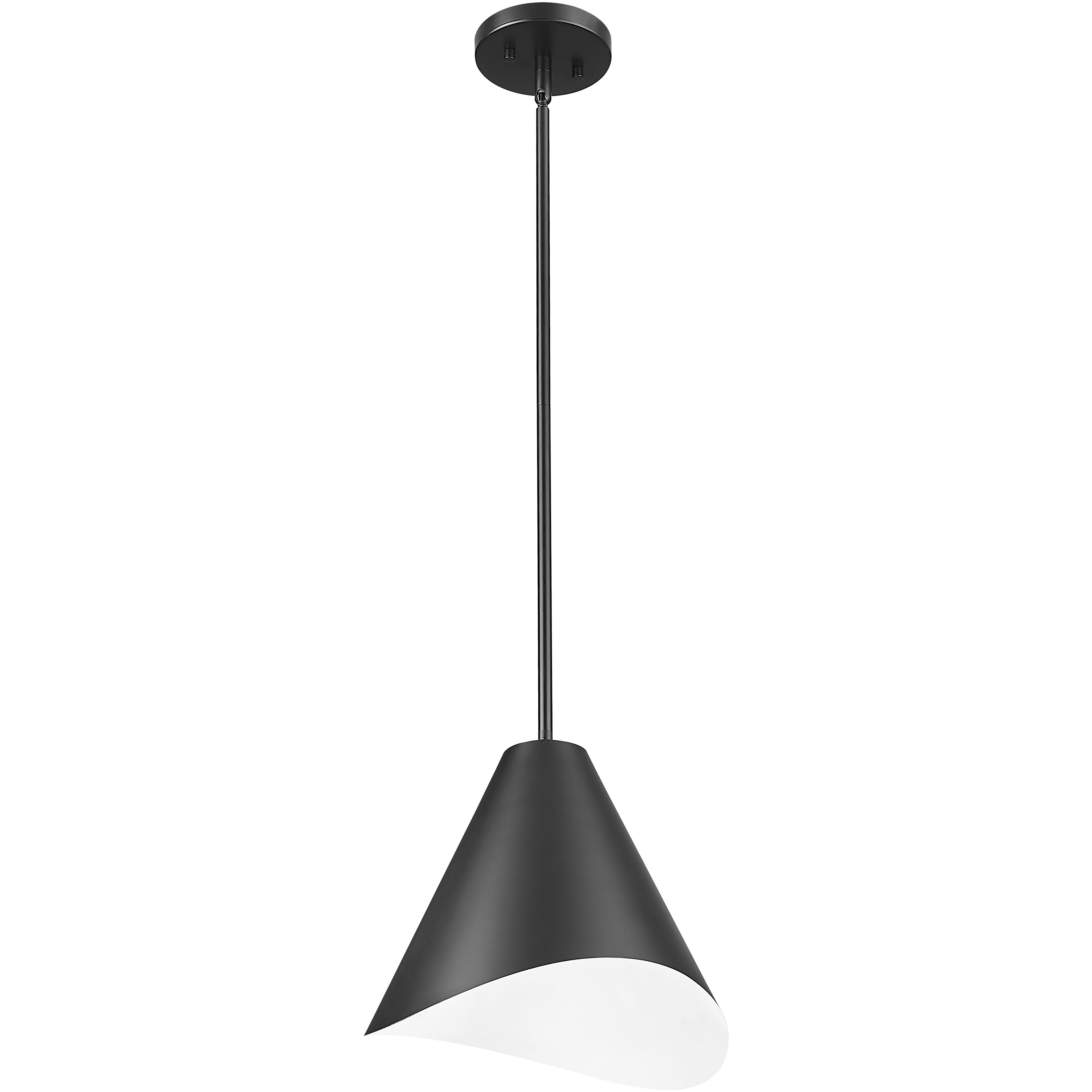 Aria 1 Light 12 inch Matte Black Pendant Ceiling Light in Matte Black & Inner White
