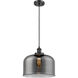 Ballston X-Large Bell LED 12 inch Matte Black Mini Pendant Ceiling Light in Plated Smoke Glass, Ballston