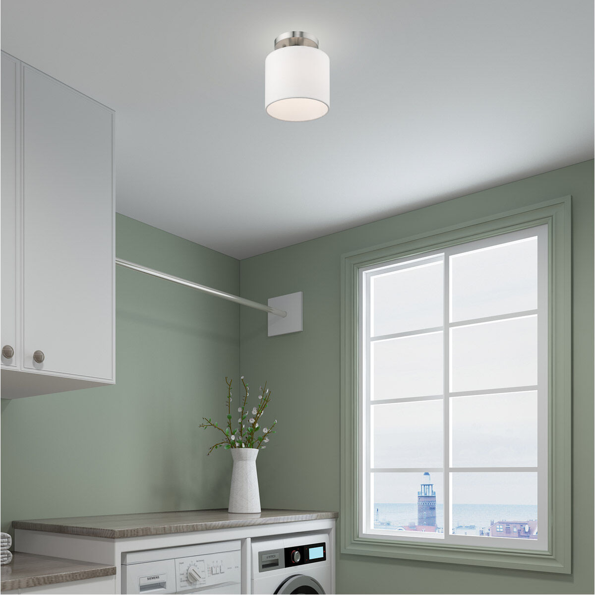 Clark 1 Light 7 inch Brushed Nickel Semi-Flush Mount Ceiling Light