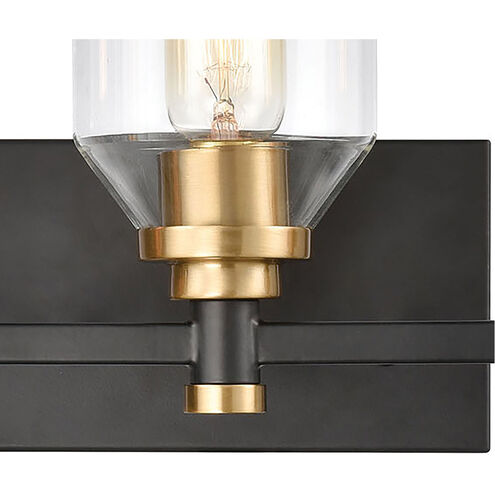 Monongahela 3 Light 20 inch Matte Black with Satin Brass Vanity Light Wall Light
