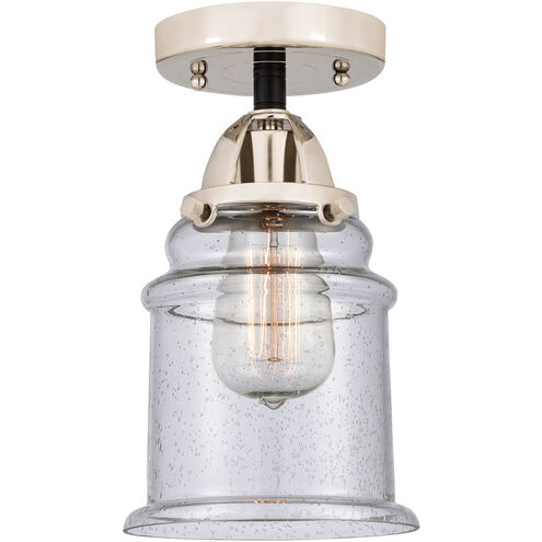 Nouveau 2 Canton 1 Light 6 inch Black Polished Nickel Semi-Flush Mount Ceiling Light in Seedy Glass