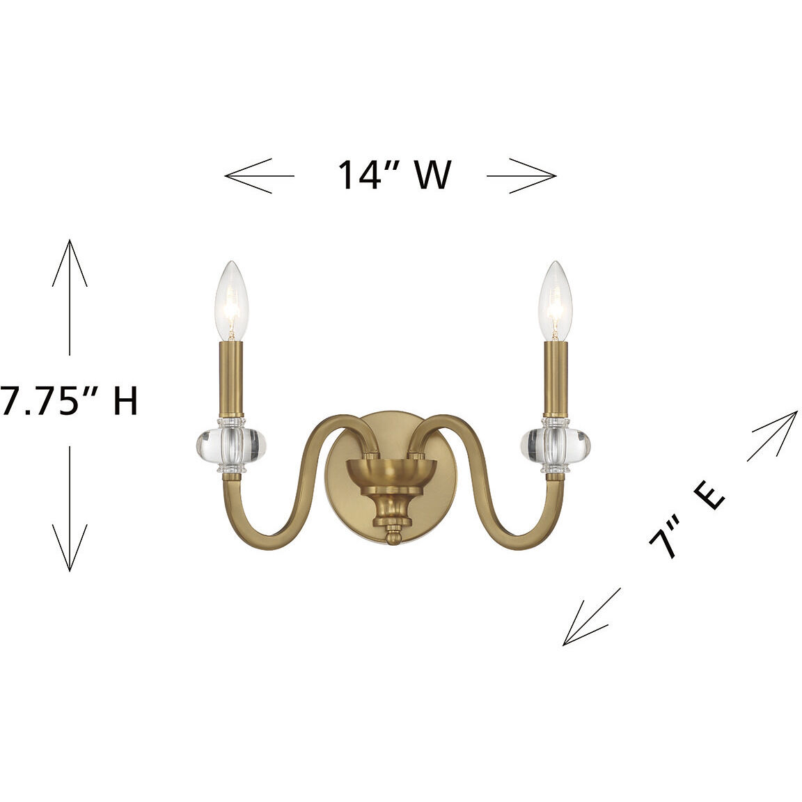 Bergdorf 2 Light 14 inch Warm Brass Sconce Wall Light