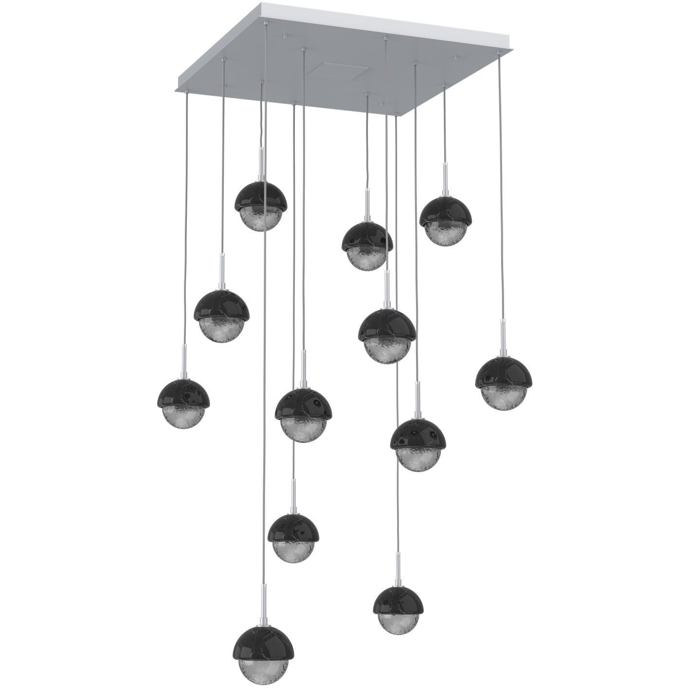 Cabochon LED Classic Silver with Black Marble Pendant Chandelier Ceiling Light in Smoke, 2700K LED