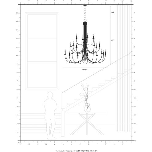 Estate 24 Light 60 inch Black Foyer Chandelier Ceiling Light