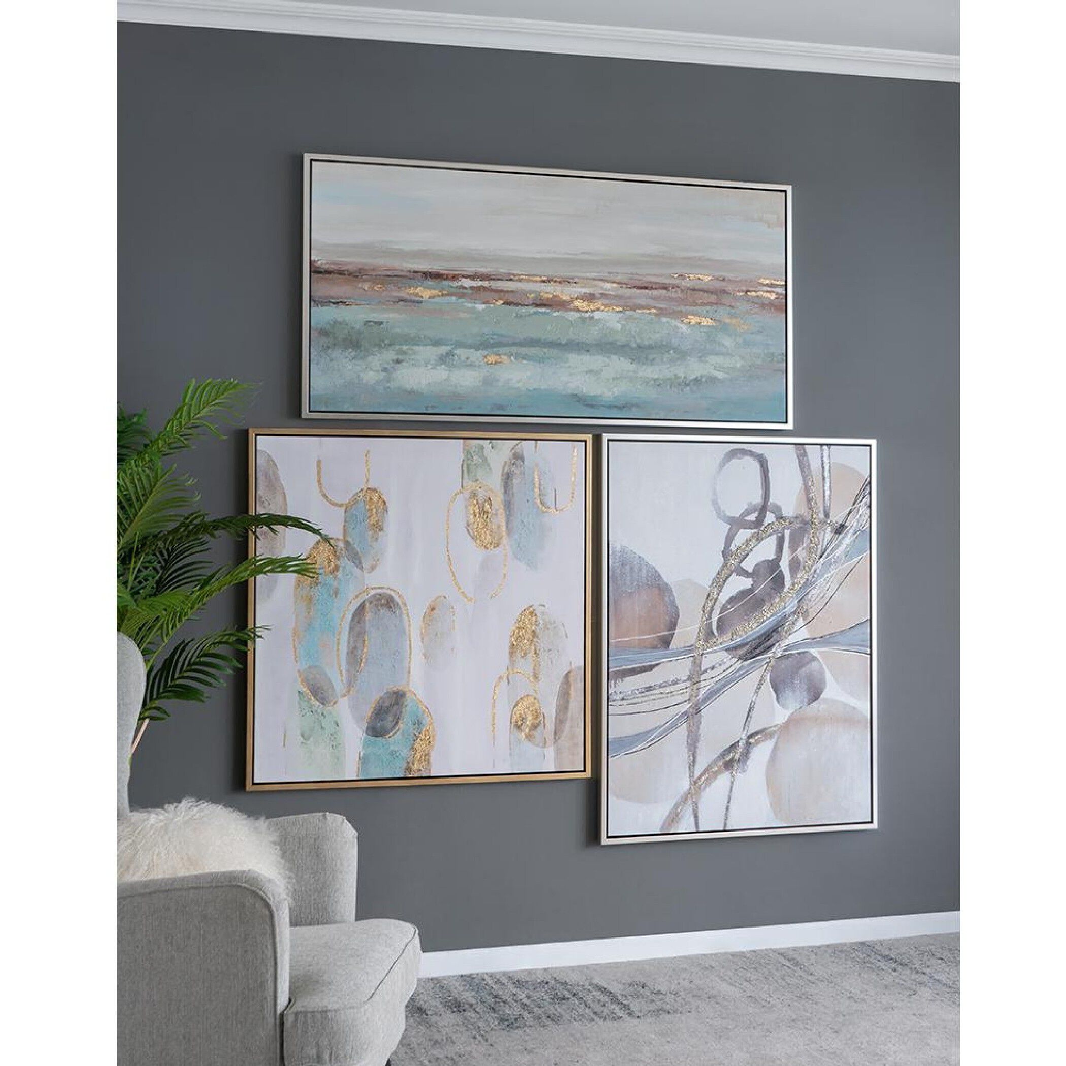 Gizem Gold/Gray/Blue Wall Art