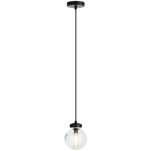 Ridge 1 Light 8 inch Matte Black Pendant Ceiling Light in Matte Black and Clear