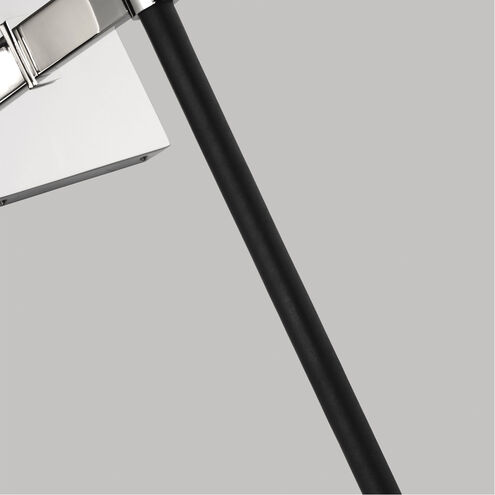 Katie 1 Light Polished Nickel / Black Leather Wall Sconce Wall Light 