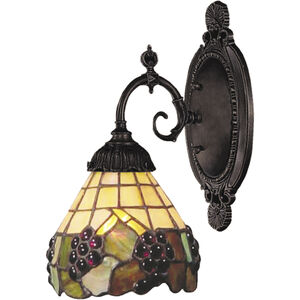 Mix-N-Match 1 Light 4.5 inch Tiffany Bronze Sconce Wall Light in Tiffany 07 Glass, Incandescent