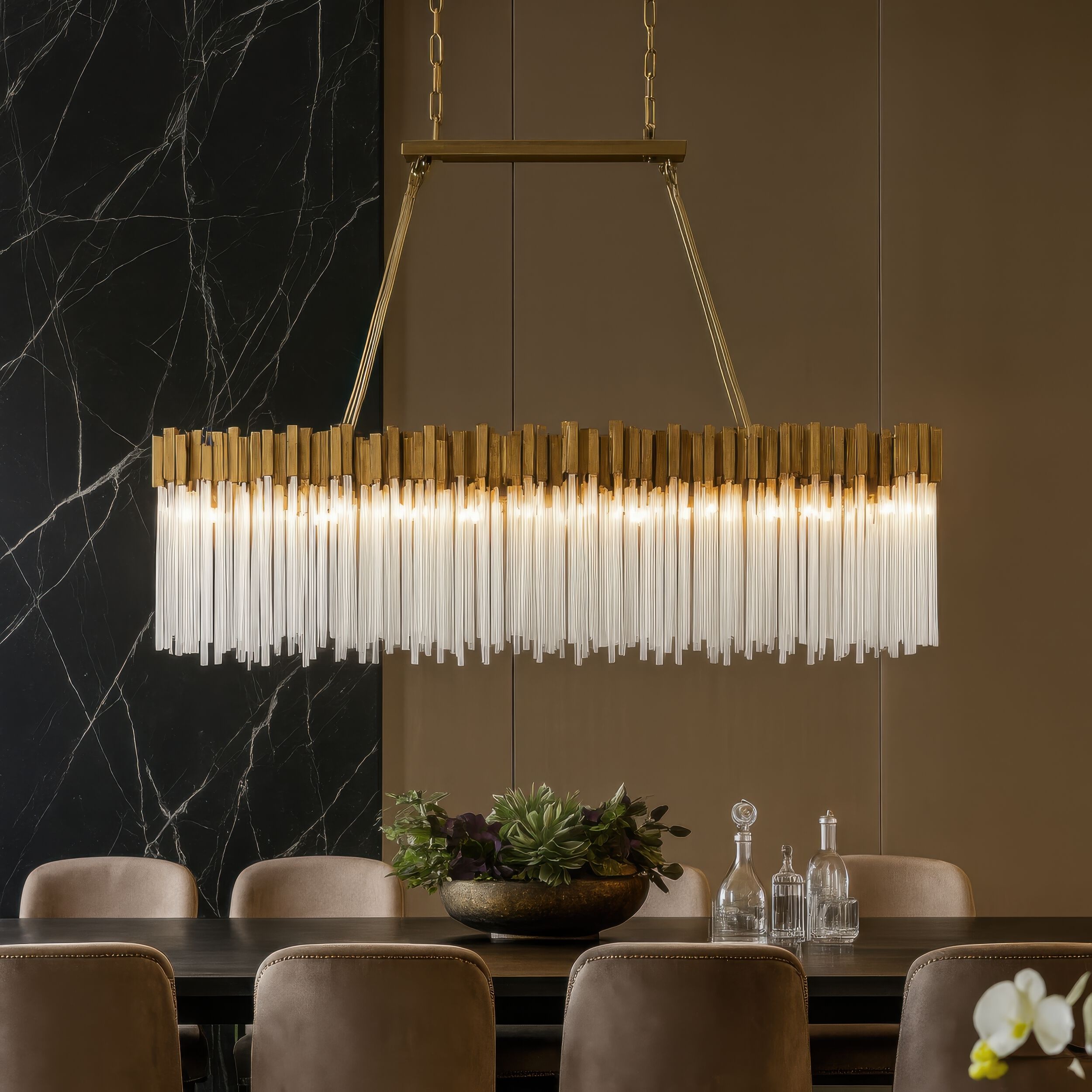 Matrix 6 Light 36.5 inch Havana Gold Linear Pendant Ceiling Light
