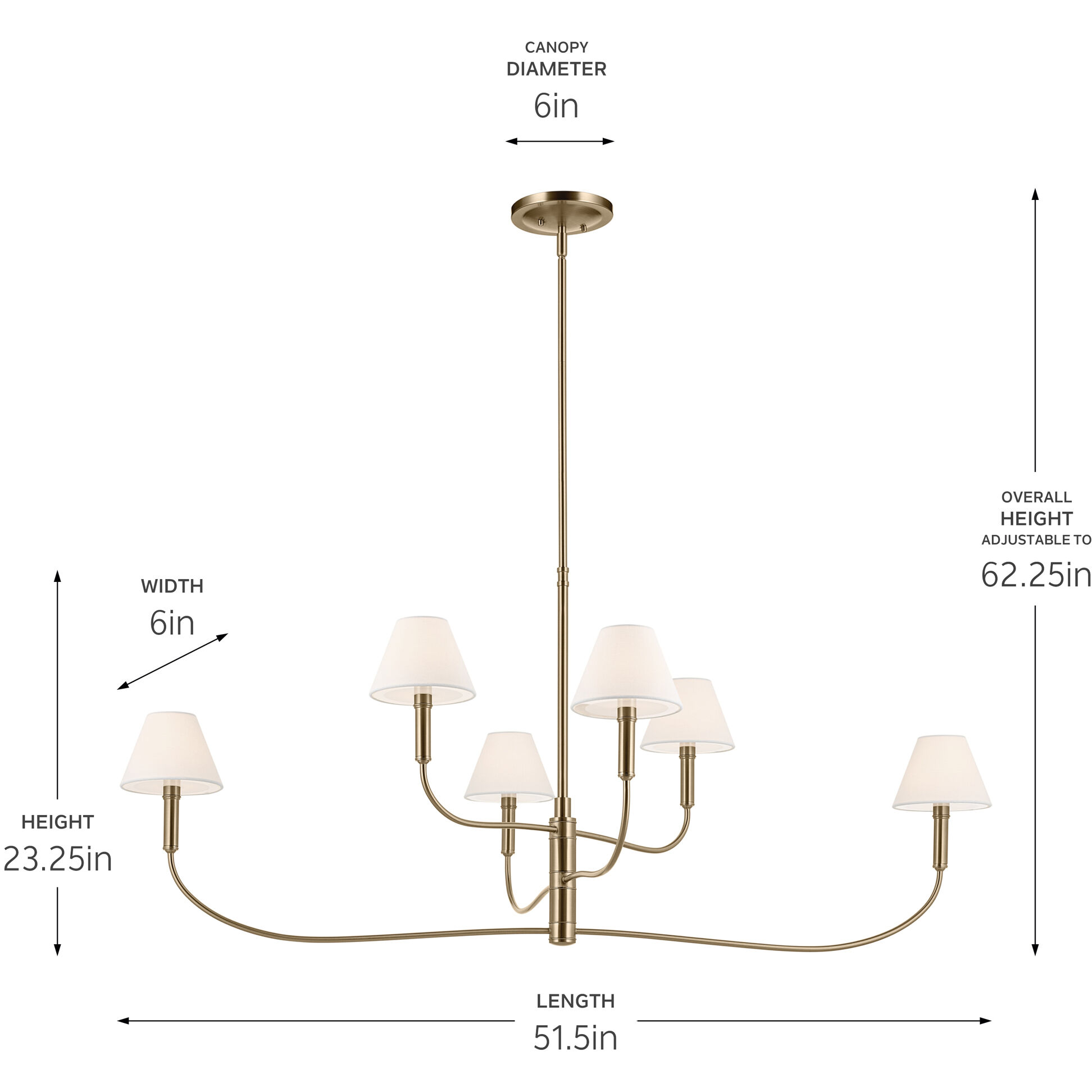 Eadie 6 Light 6 inch Champagne Bronze Chandelier Ceiling Light