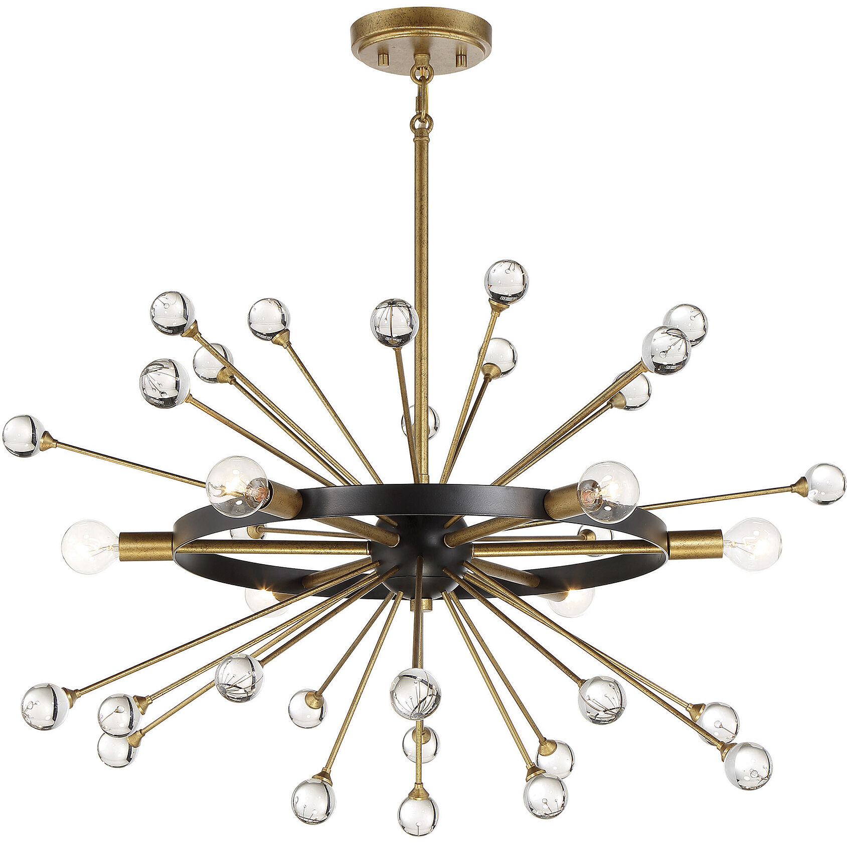 Ariel 6 Light 25 inch Como Black with Gold Chandelier Ceiling Light