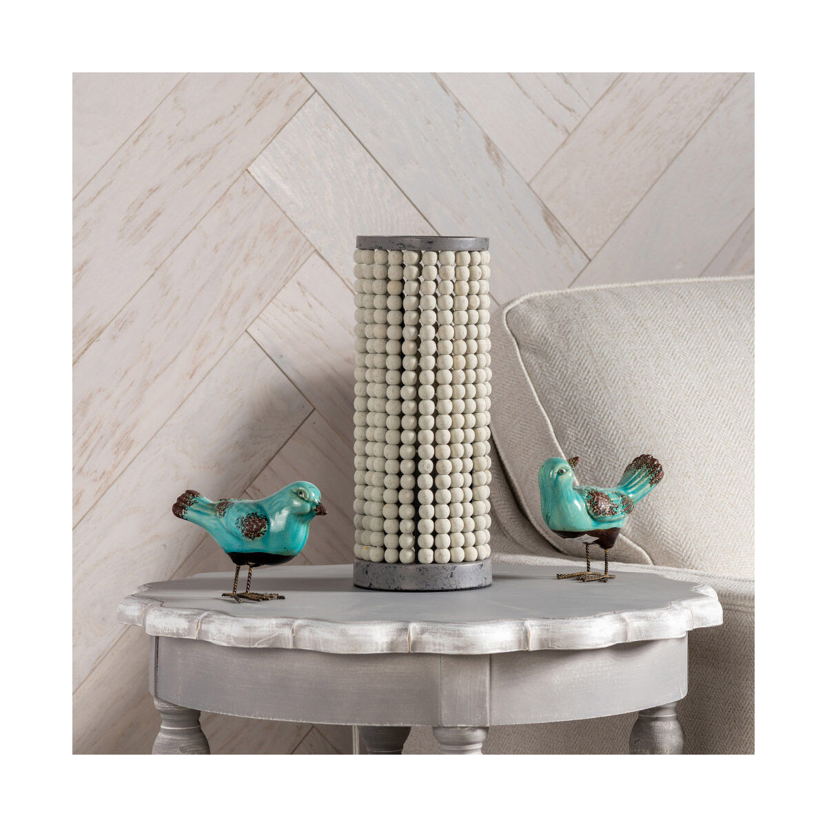 Amelia 13.75 inch 60 watt Handfinished Natural and Gray Table Lamp Portable Light