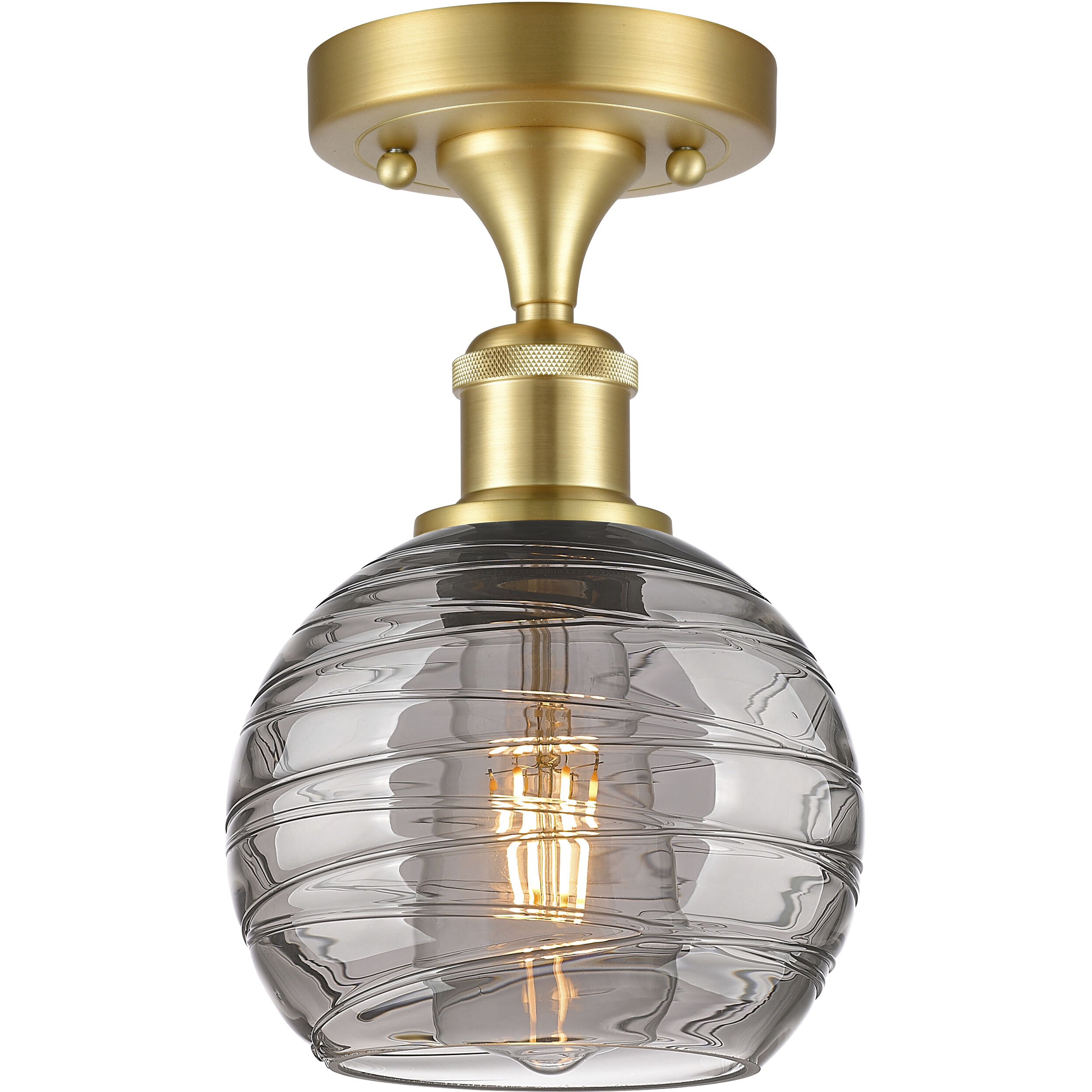 Ballston Athens Deco Swirl 1 Light 5.88 inch Satin Gold Semi-Flush Mount Ceiling Light