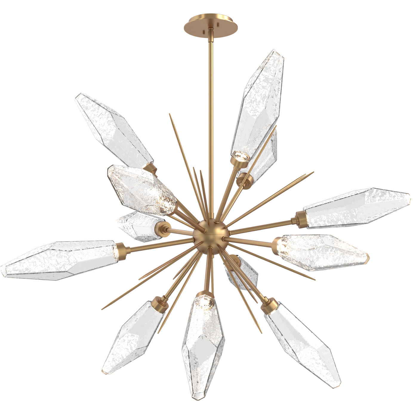 Rock Crystal LED 38.1 inch Novel Brass Chandelier Ceiling Light in 3000K LED, Chilled Clear, Starburst
