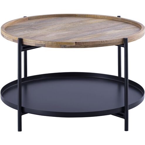 Calin 31.5 X 31.5 inch Black with Natural Wood Coffee Table
