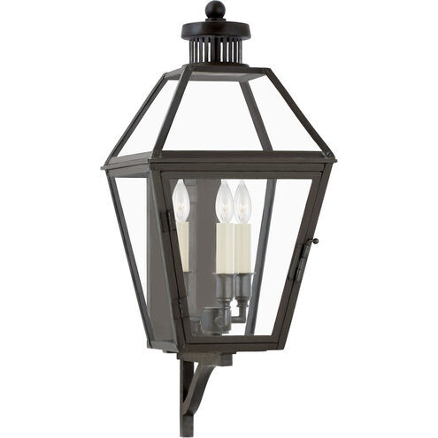 Chapman & Myers Stratford 3 Light 22.75 inch Blackened Copper Outdoor Bracketed Wall Lantern, Small