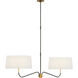Thomas O'Brien Canto LED 50 inch Bronze and Hand-Rubbed Antique Brass Linear Chandelier Ceiling Light