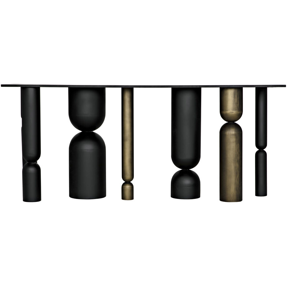 Figaro 71 X 17 inch Matte Black and Aged Brass Console