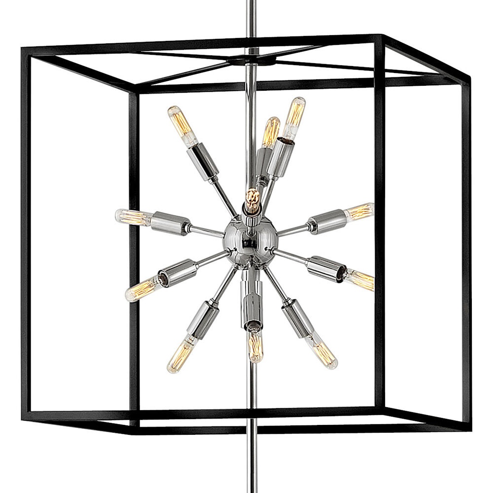 Lisa McDennon Aros 24 Light 20 inch Black with Polished Nickel Indoor Chandelier Ceiling Light in Black/Polished Nickel