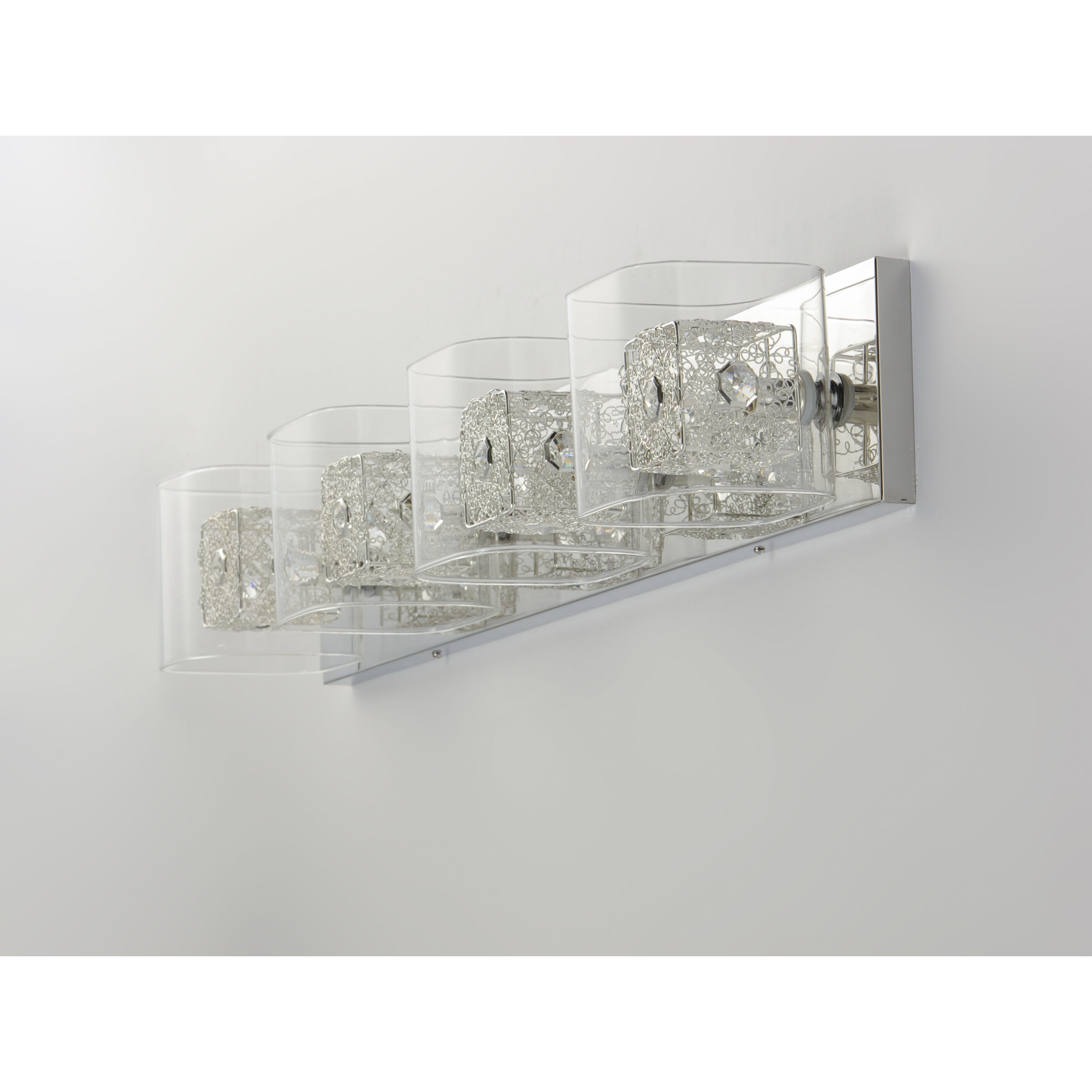 Gem 4 Light 31 inch Polished Chrome Bath Vanity Light Wall Light in Silver