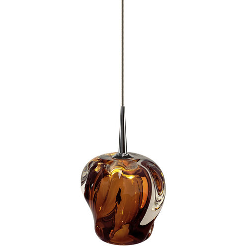 Aurora LED 4.5 inch Chrome Pendant Ceiling Light in Amber Glass