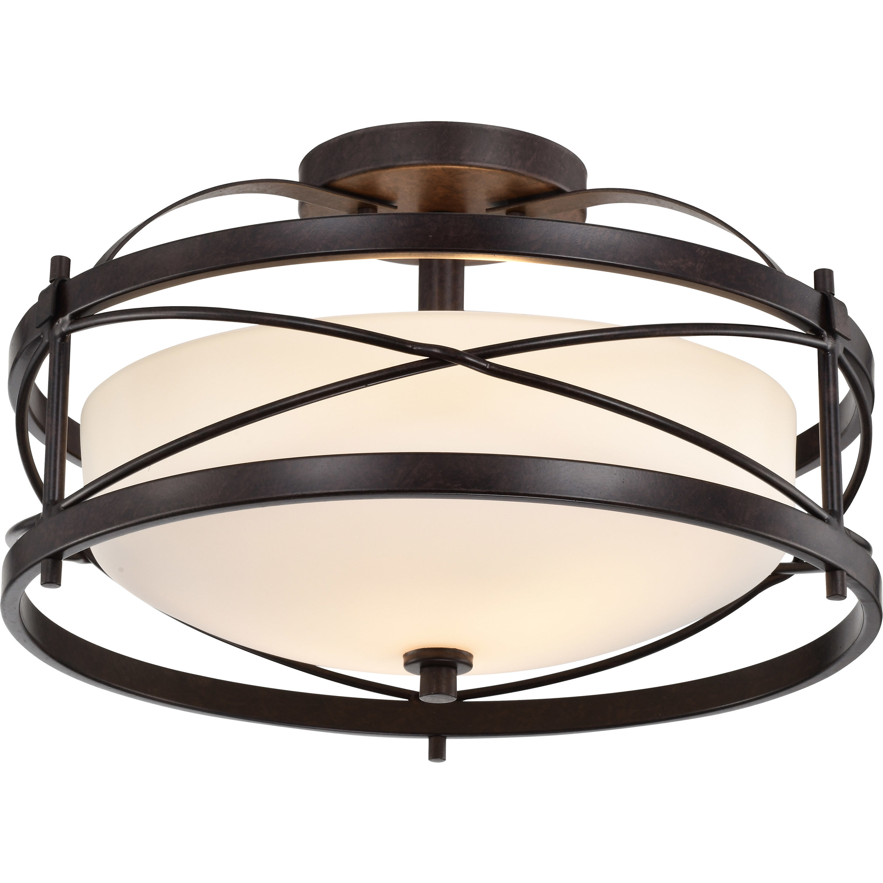 Ginger 2 Light 14 inch Old Bronze Semi Flush Mount Ceiling Light