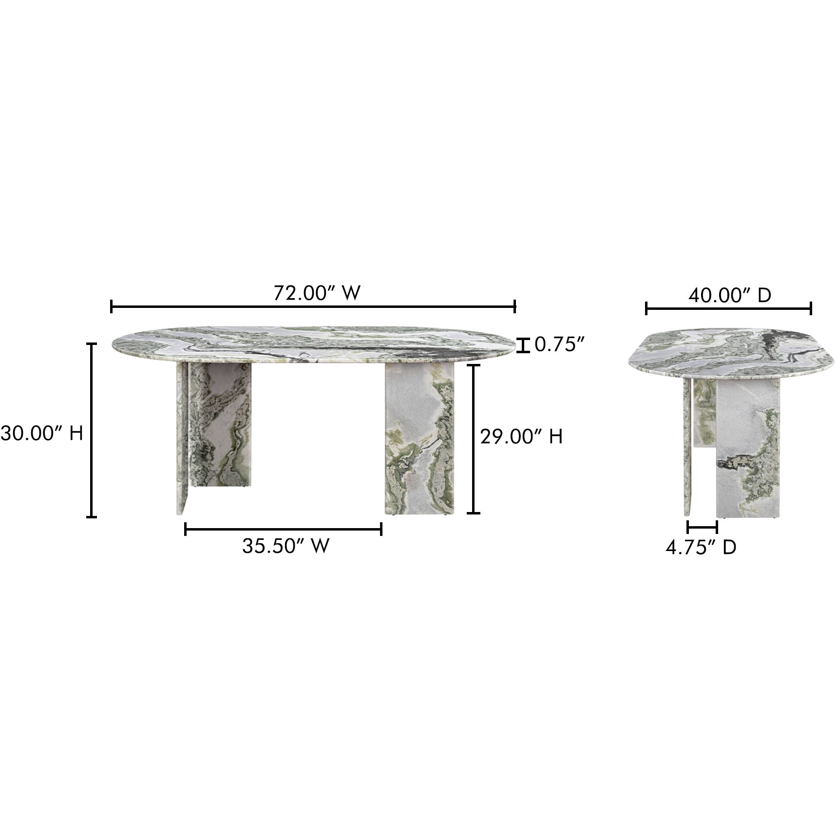 Celia 72 X 40 inch Green Dining Table