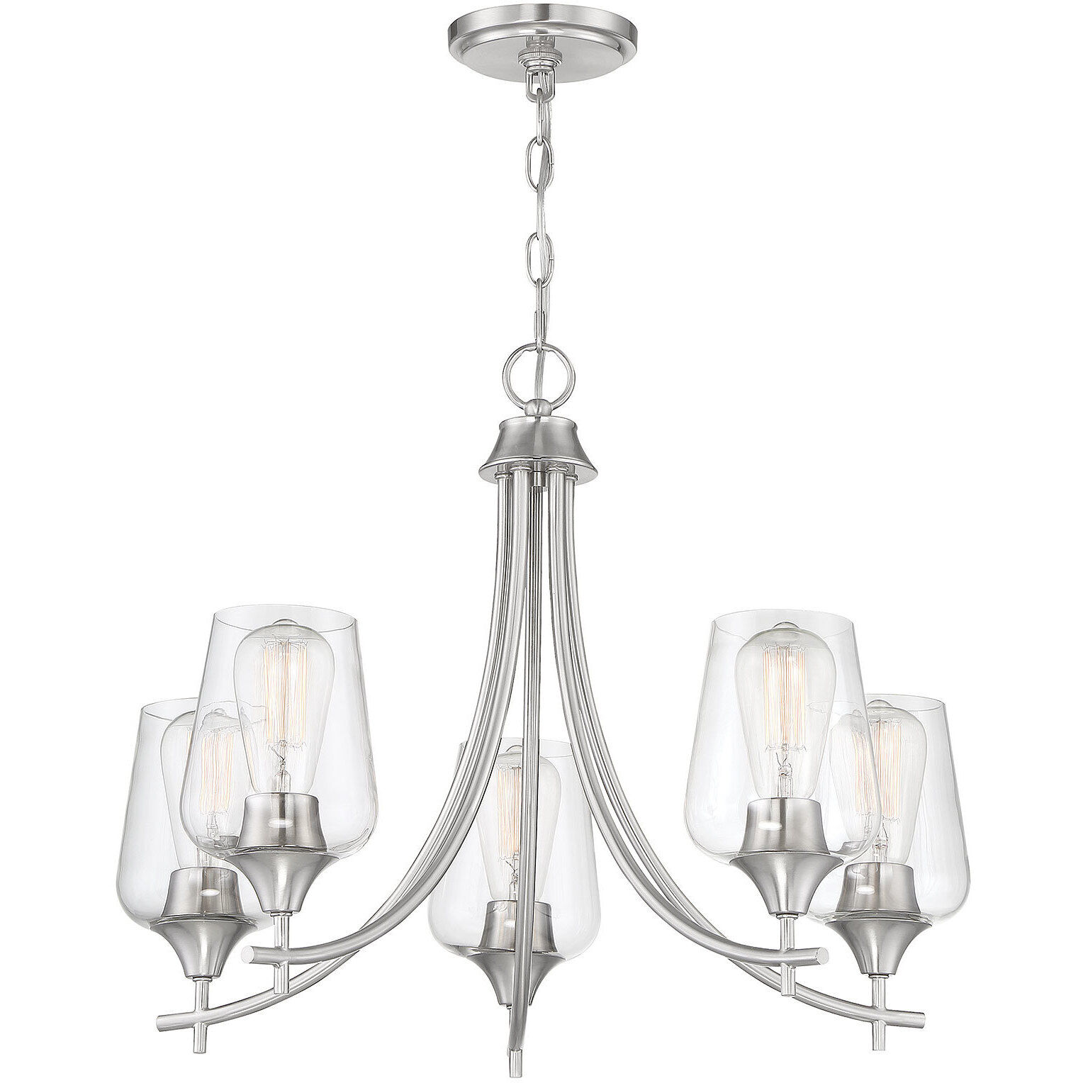 Octave 5 Light 23 inch Satin Nickel Chandelier Ceiling Light, Essentials