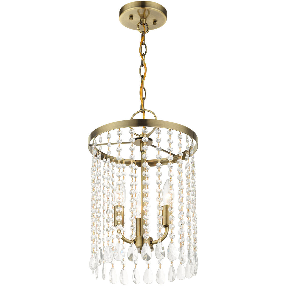 Elizabeth 3 Light 11 inch Antique Brass Pendant Chandelier Ceiling Light