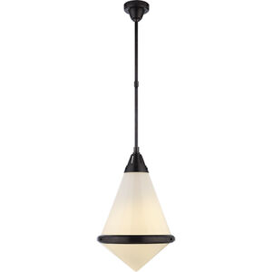 Thomas O'Brien Gale 1 Light 15.5 inch Bronze Pendant Ceiling Light in White Glass, Large