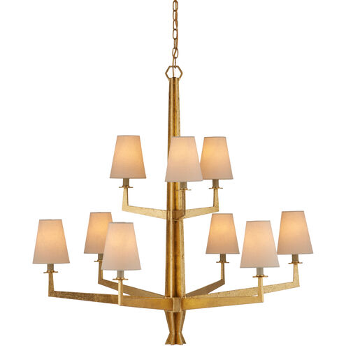 Goldfinch 9 Light 36 inch Washed Lucerne Gold Chandelier Ceiling Light, Large
