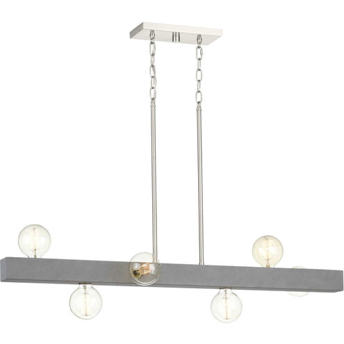 Mill Beam 6 Light 42 inch Brushed Nickel Island Chandelier Ceiling Light