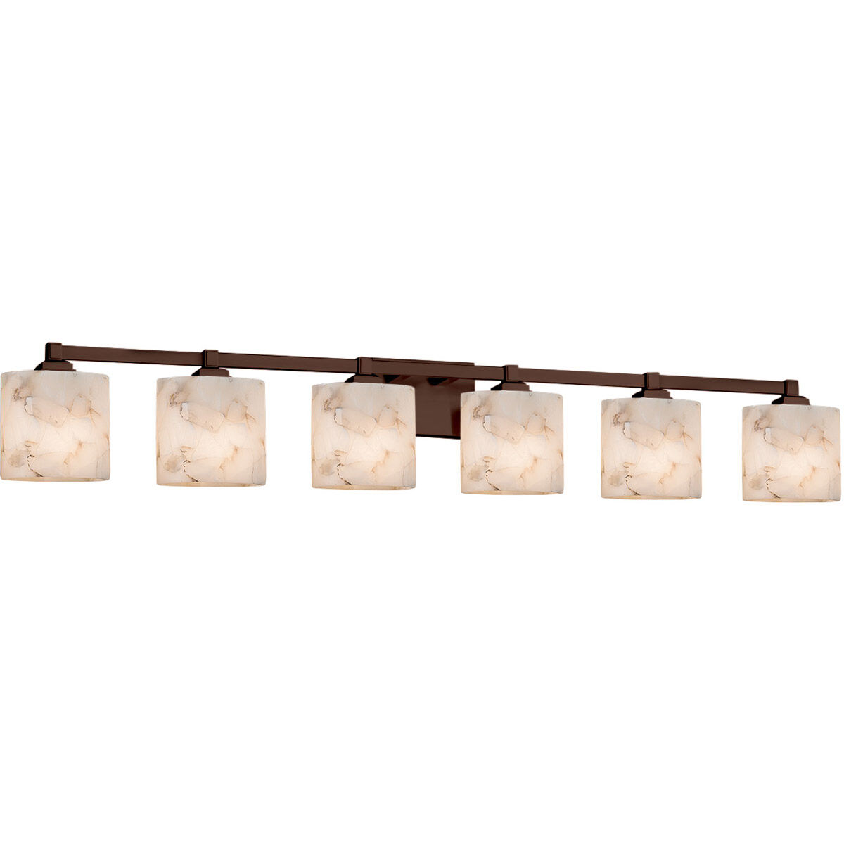 Alabaster Rocks 6 Light 49 inch Matte Black Vanity Light Wall Light in LED, Square with Flat Rim