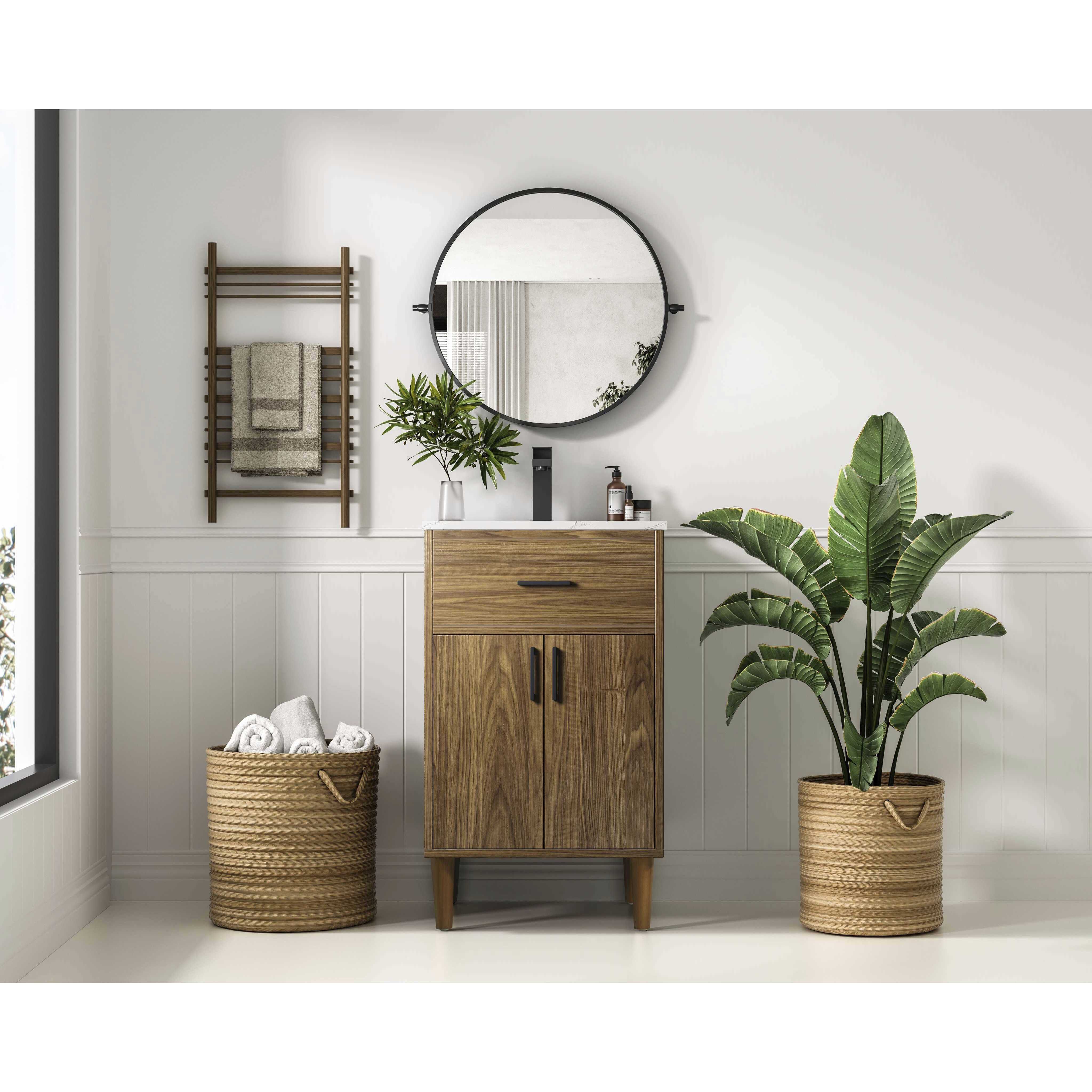 Chandler 20 X 34 inch Walnut Brown Bathroom Vanity Cabinet