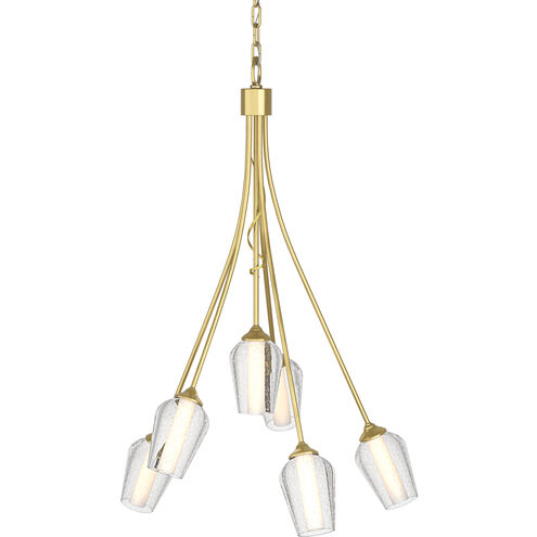 Flora 6 Light 23.1 inch Modern Brass Chandelier Ceiling Light in Seeded with Opal