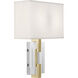 Lincoln 2 Light 12 inch Modern Brass ADA Wall Sconce Wall Light in Pearl Dupioni