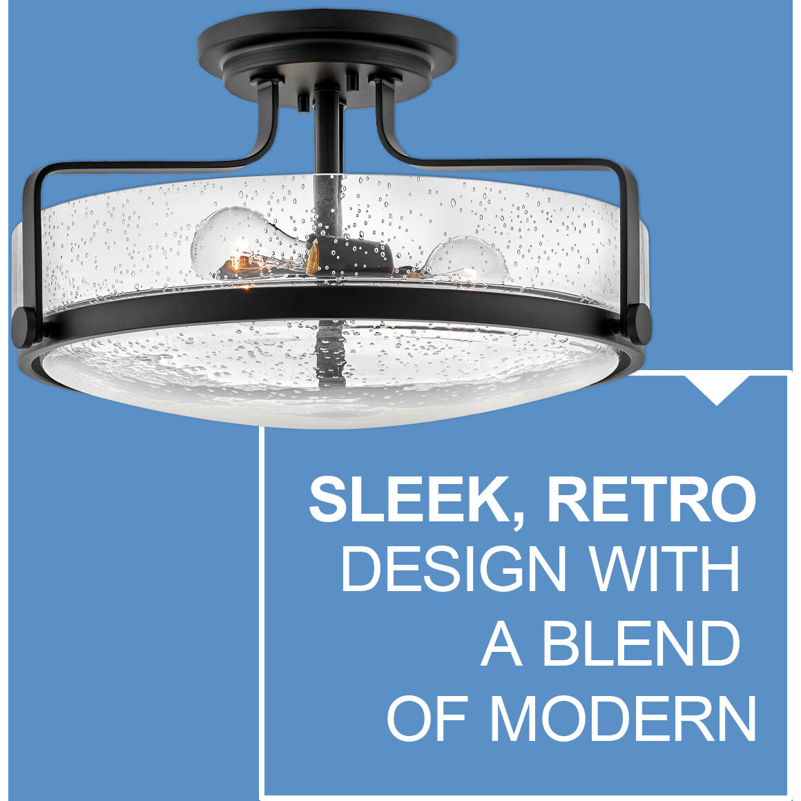 Harper 3 Light 18 inch Black Indoor Semi-Flush Mount Ceiling Light in Clear Seedy