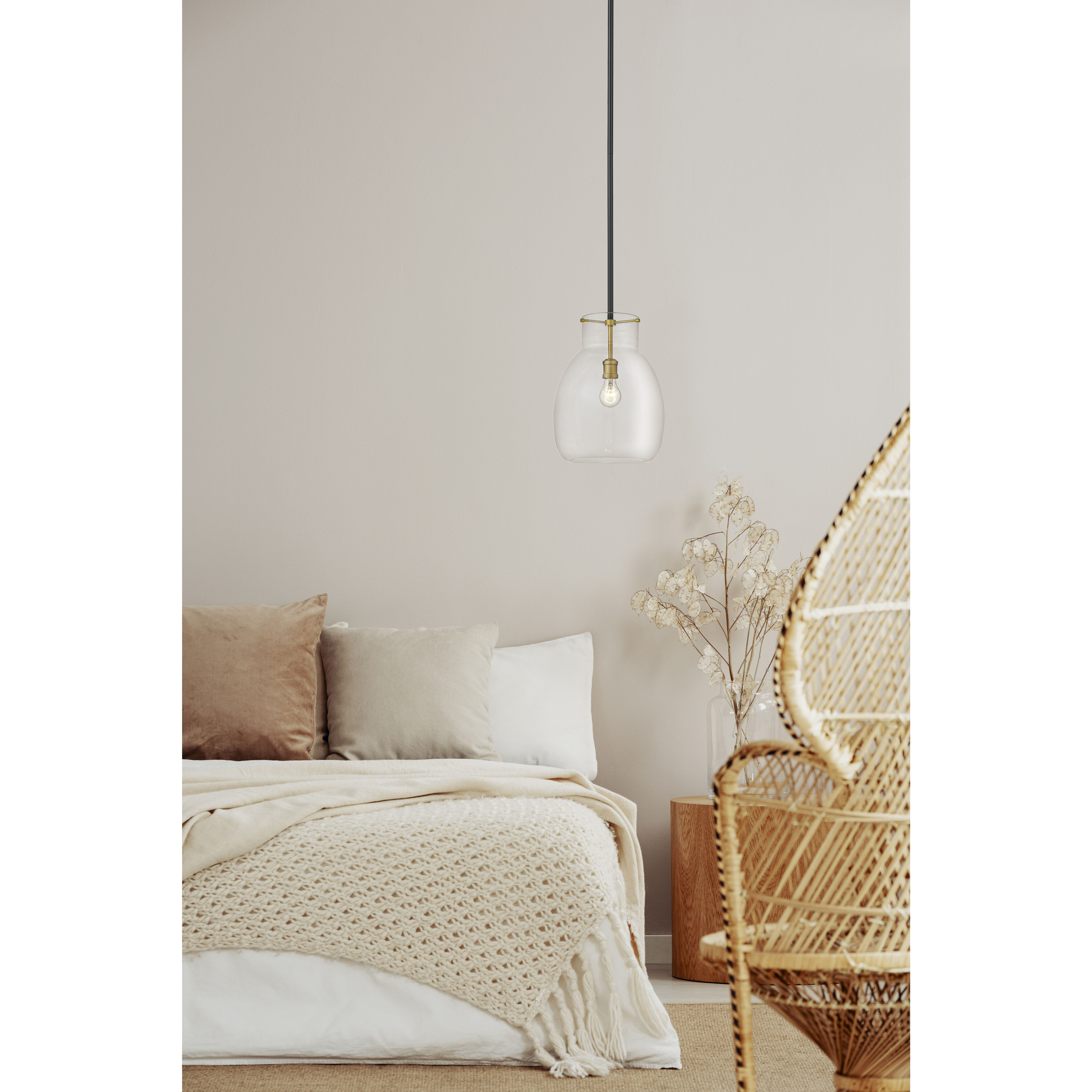 Bella 1 Light 12 inch Matte Black and Olde Brass Pendant Ceiling Light