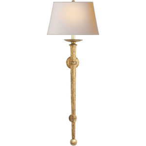 Chapman & Myers Iron Torch 1 Light 13.5 inch Gilded Iron Wall Light in Natural Paper