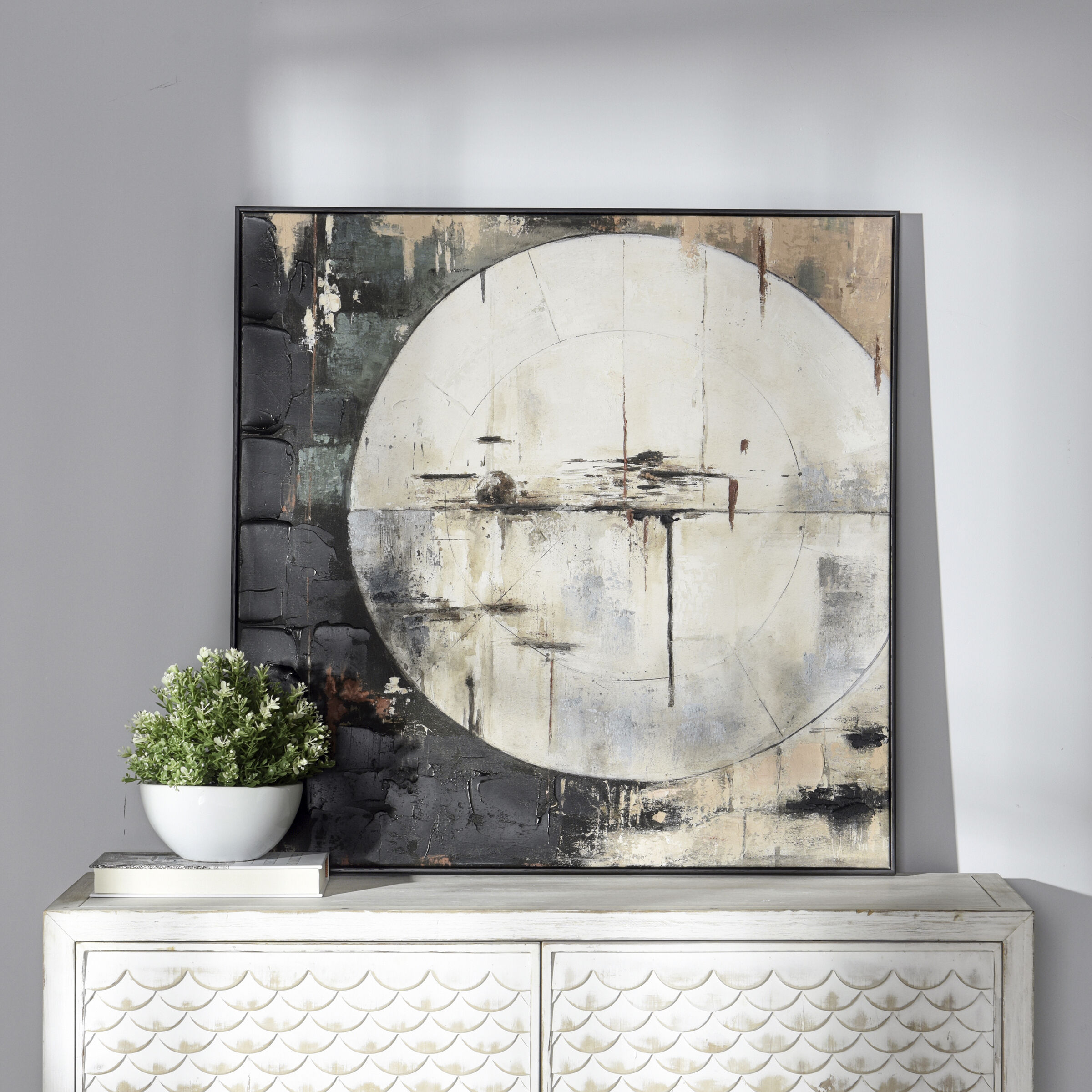Moon Movement Multi - White and Blue and Black and Beige and Orange Wall Art