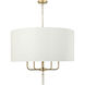Secret Agent 5 Light 30 inch Gold and White Leather Pendant Ceiling Light