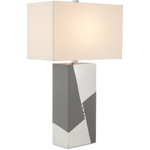 Clarice 30.5 inch 150 watt Polished Nickel/Gray Table Lamp Portable Light