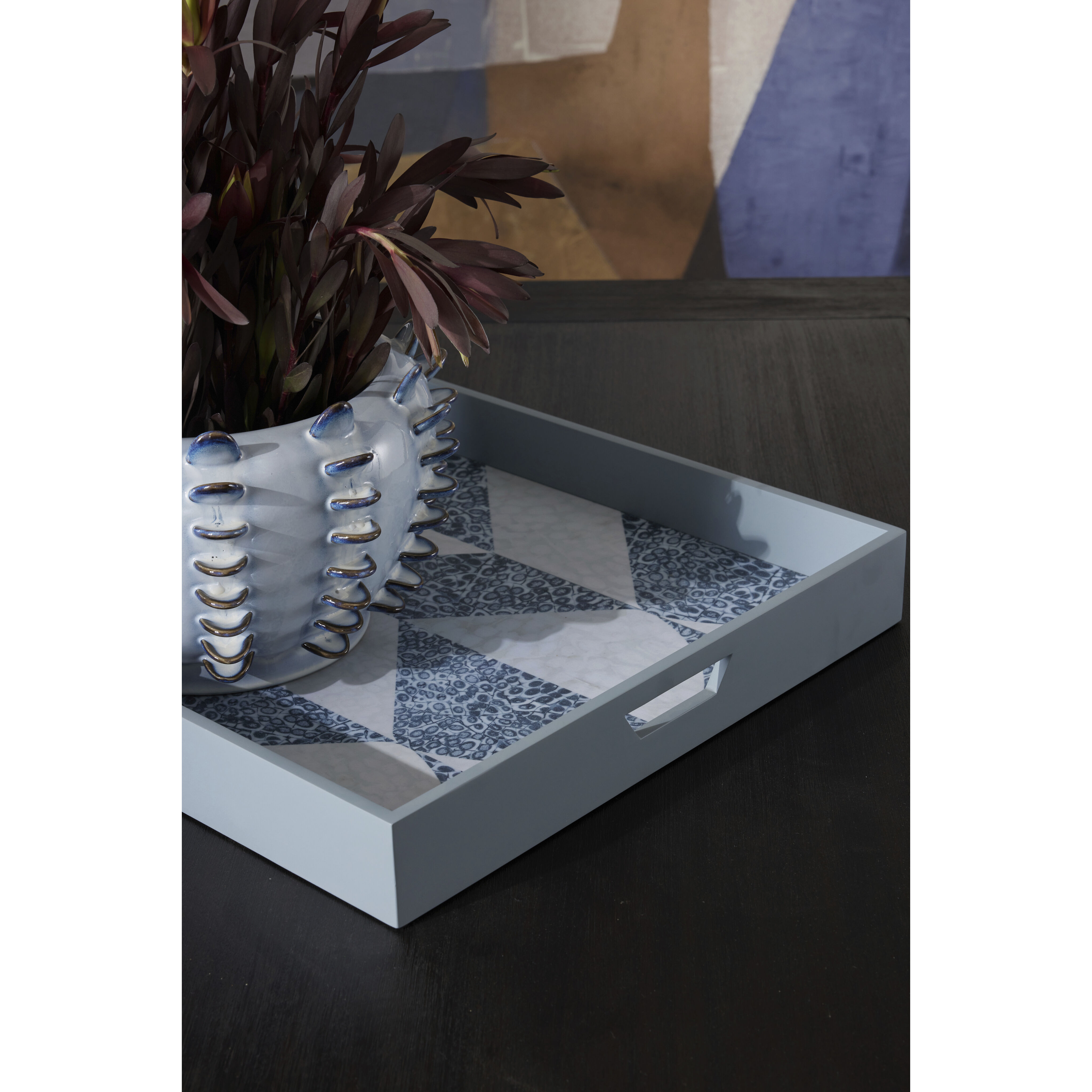Alfie Slate Blue Mosaic Tray