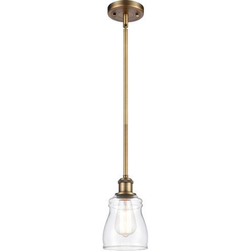 Ballston Ellery LED 5 inch Brushed Brass Pendant Ceiling Light in Clear Glass, Ballston