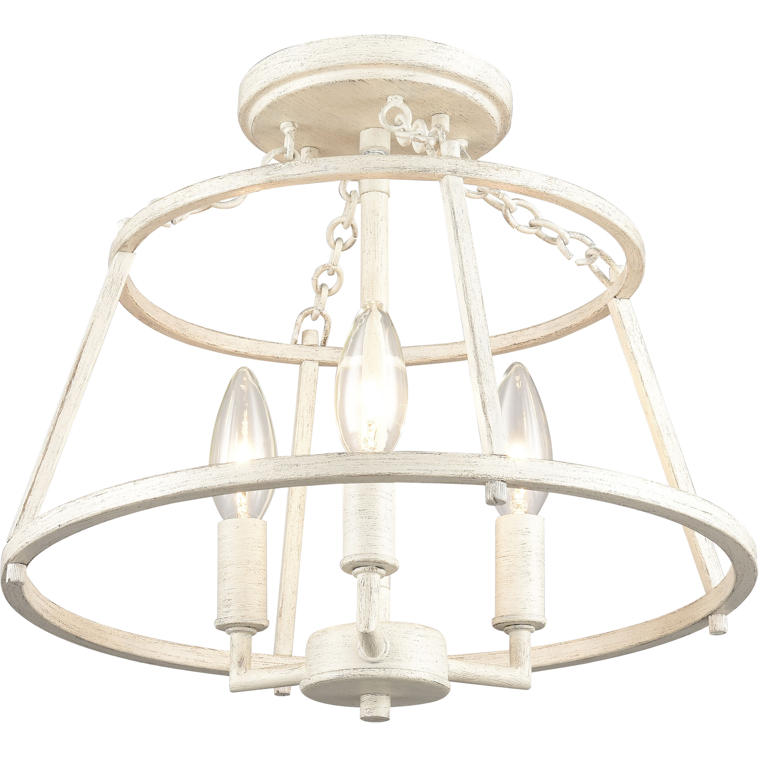 Joanie 3 Light 13 inch Antique White Semi Flush Mount Ceiling Light