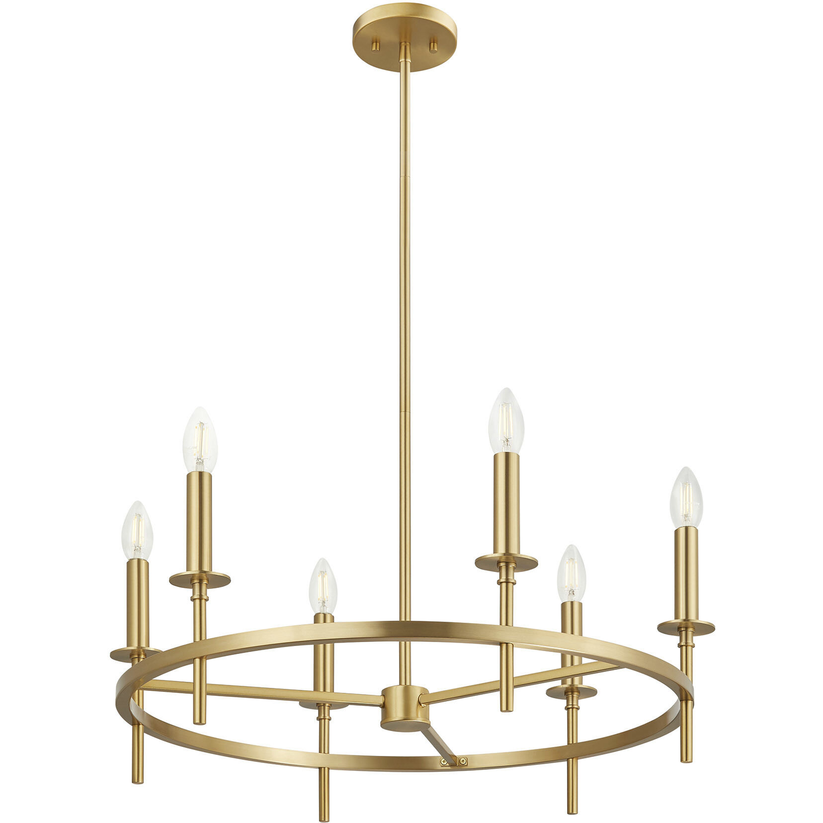 Transitional 6 Light 25 inch Natural Brass Chandelier Ceiling Light