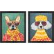Whimsy Dog Multi and Blue and Green and Black Framed Art