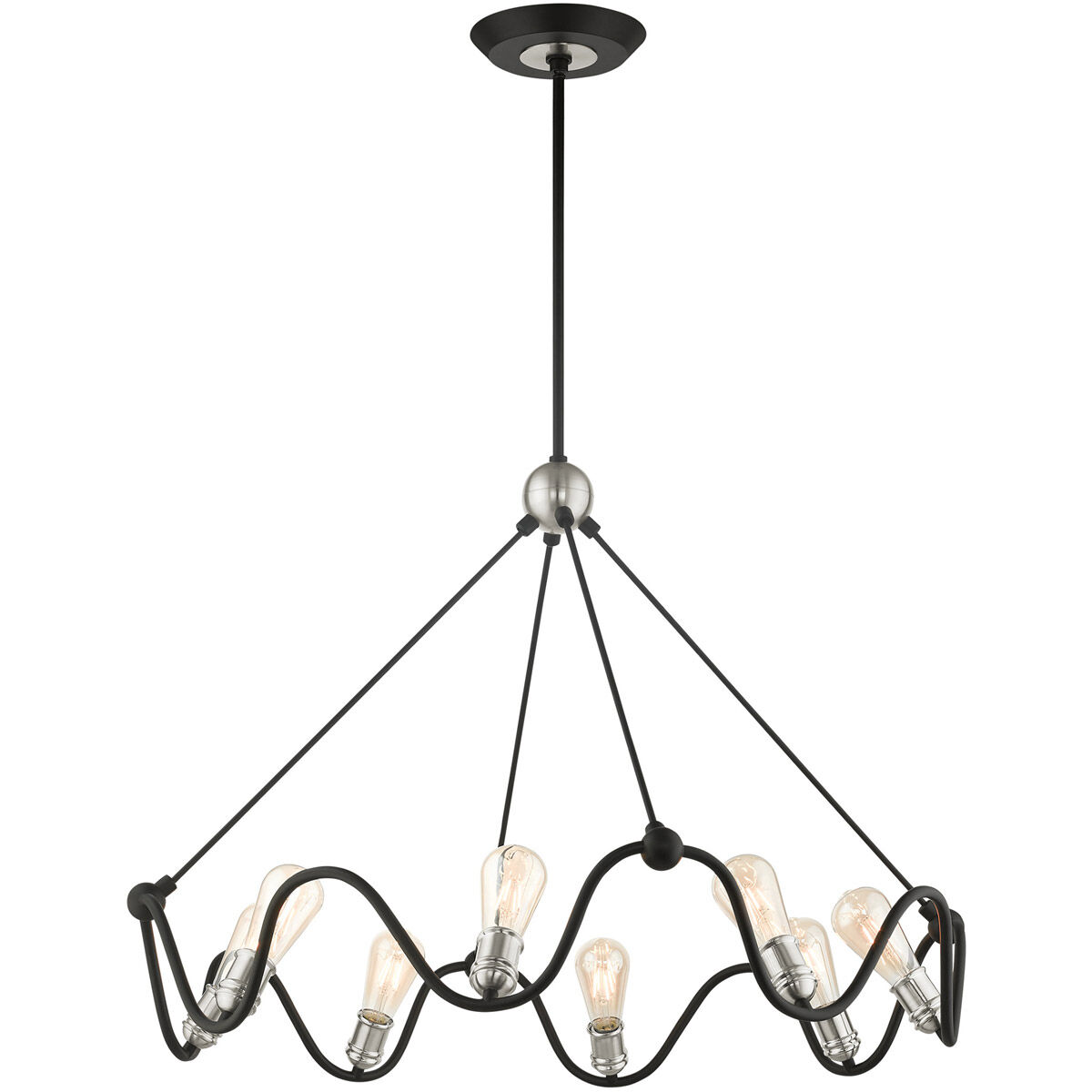 Archer 8 Light 36 inch Textured Black with Brushed Nickel Accents Chandelier Ceiling Light