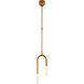 Kelly Wearstler Rousseau LED 8.5 inch Antique-Burnished Brass Asymmetric Pendant Ceiling Light in Etched Crystal, Small